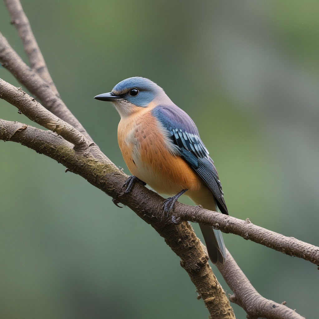 A bird sitting on a branch looking content